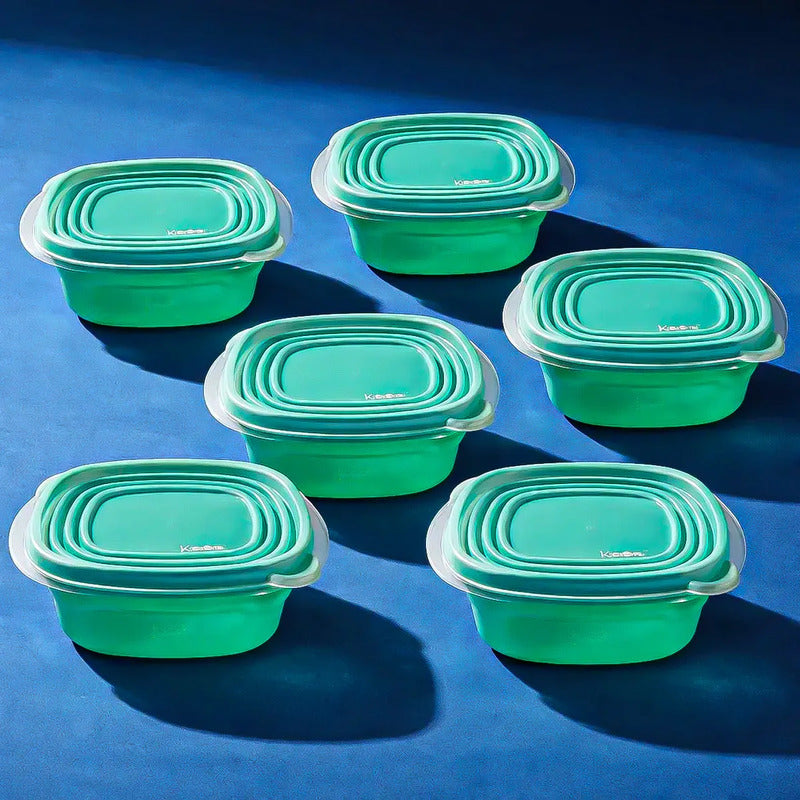 Pack 6 Taper Keep Tupper Plastico Contenedor Alimentos 670ml Verde