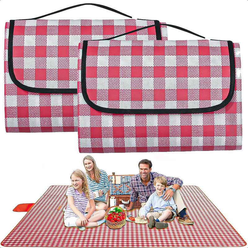 Pack 2 Manta Plegable Picnic Alfombra Manta Picnic 150x200 Rojo
