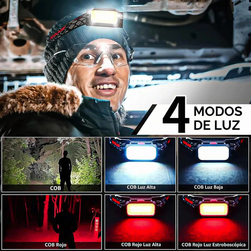 Linterna Recargable Cabeza Linterna Frontal Recargable Lintenta Tactica Okshop Linternas Led Potentes Linterna Cabeza... Negro Blanca Y Roja