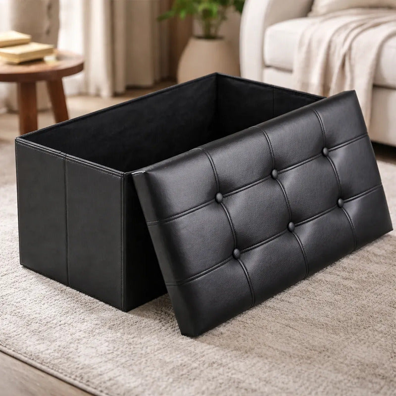 Banqueta Puff Banqueta Baul Puff Puff Organizador Banco Baul Negro