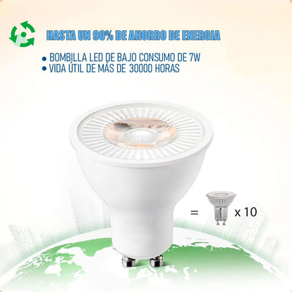 Ampolleta Led Gu10 7w Lampara Led Gu10 38° Ampolleta Gu10 Blanco Frio 630lm Foco Bulbo Hogar Focos Riel Iluminacion Empotrada Ampolletas Led Gu10 7w 6.500k Interiores Okshop