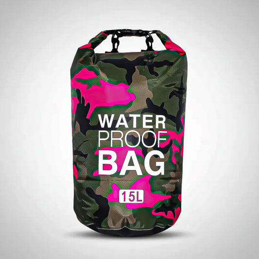 Bolso Seco Impermeable Mochila Camping 15 Litros Waterproof Camuflaje-fucsia Liso