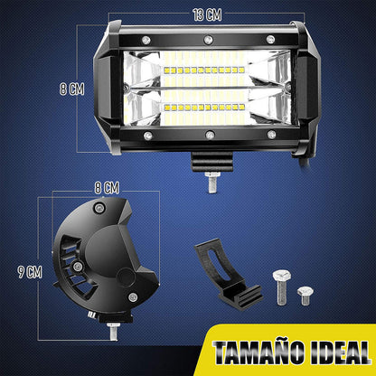 Pack X4 Focos Led Para Autos Barra Led 4x4 Neblinero 72w Negro