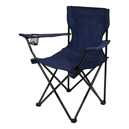Silla Plegable Silla De Playa Camping Porta Vaso Portatil Color Azul Oscuro