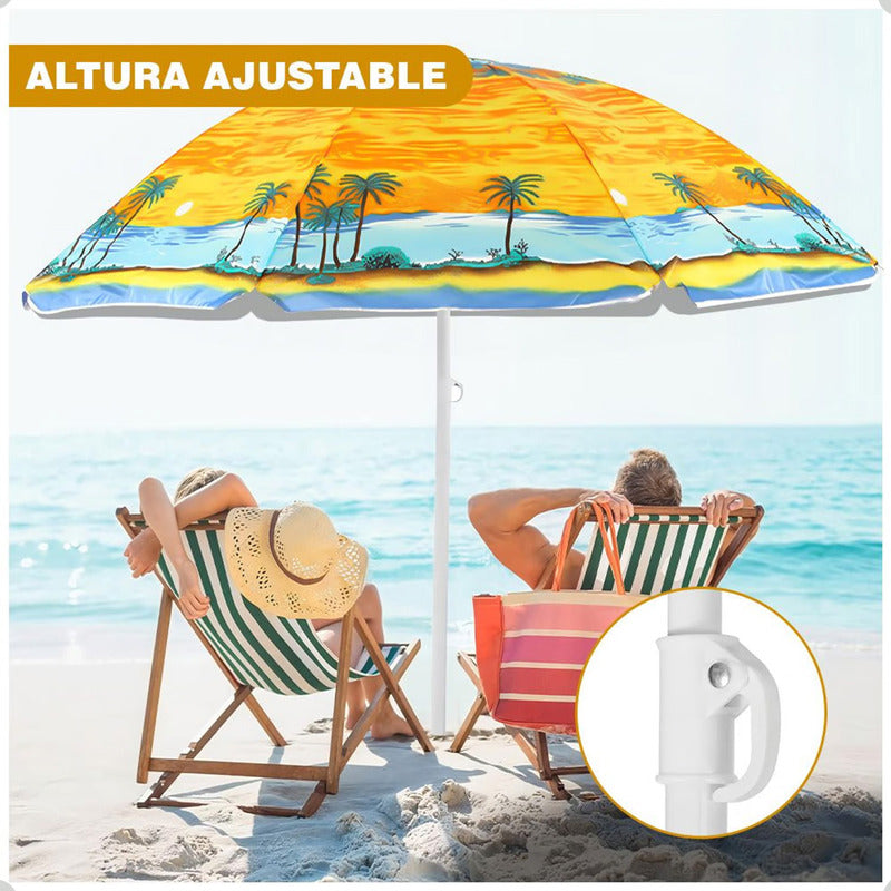 Pack X2 Quitasol Grande Sombrilla De Playa Verano 150 Cm