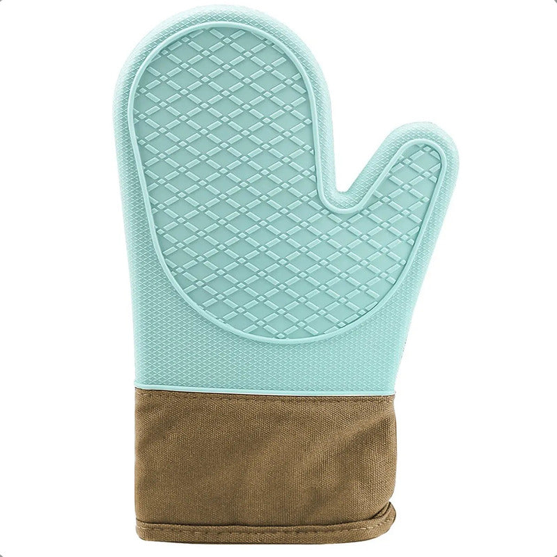 Manopla Silicona Okshop Guante Cocina Turquesa Marrón 27cm Algodón Color