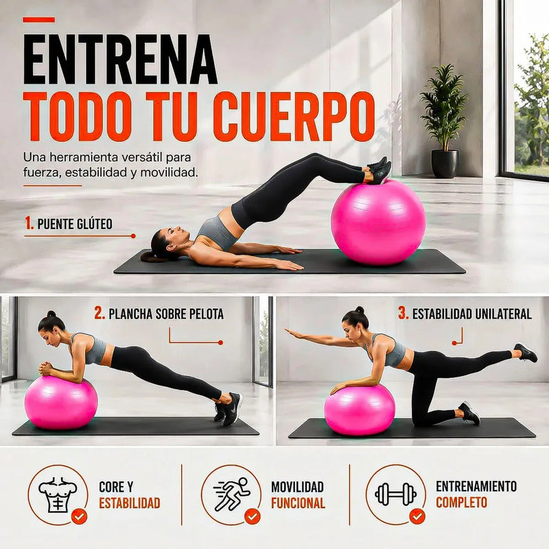 Pelota Yoga 55cm Balon Yoga Balon Pilates Pelota Ejercicios Okshop Pelota Yoga Gym Ball 55 Cm Con Inflador Entrenamiento... Fucsia