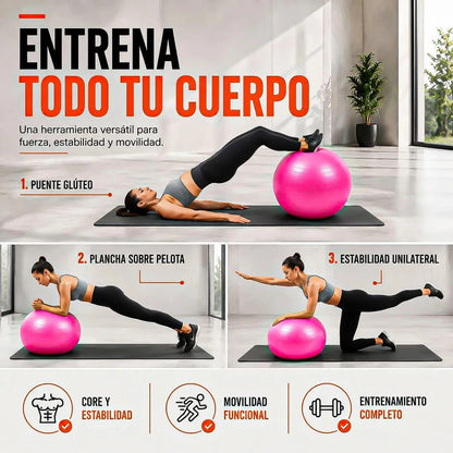 Pelota Yoga 55cm Balon Yoga Balon Pilates Pelota Ejercicios Okshop Pelota Yoga Gym Ball 55 Cm Con Inflador Entrenamiento... Fucsia