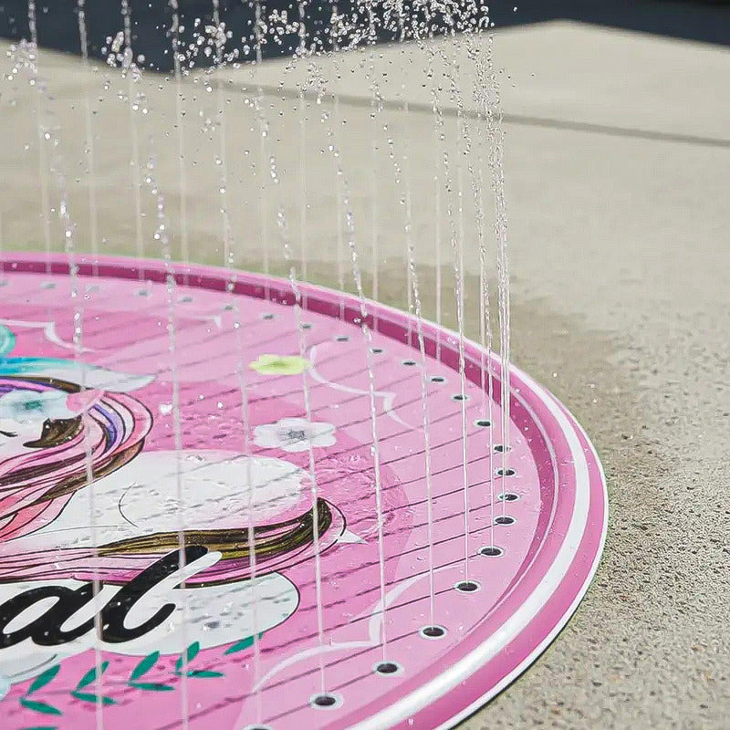 Alfombra Lanza Agua Niños Juegos De Agua Piscina 170cm Niños Rosa