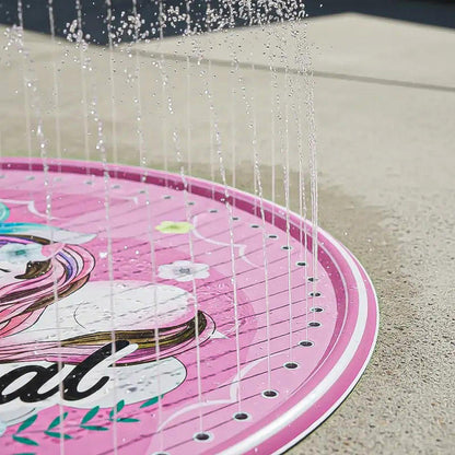 Alfombra Lanza Agua Niños Juegos De Agua Piscina 170cm Niños Rosa