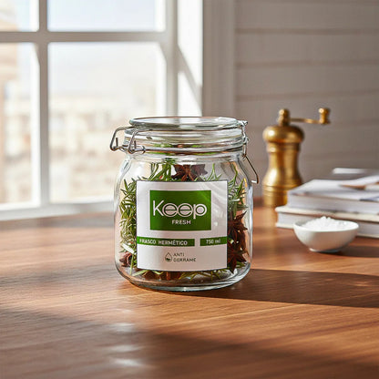 Contenedor De Alimentos Frasco Hermetico Frasco Vidrio 750ml Verde