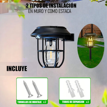Lámpara Solar Okshop Colgante Estaca Led Jardín Exterior Ip65 Sensor Movimiento Negro