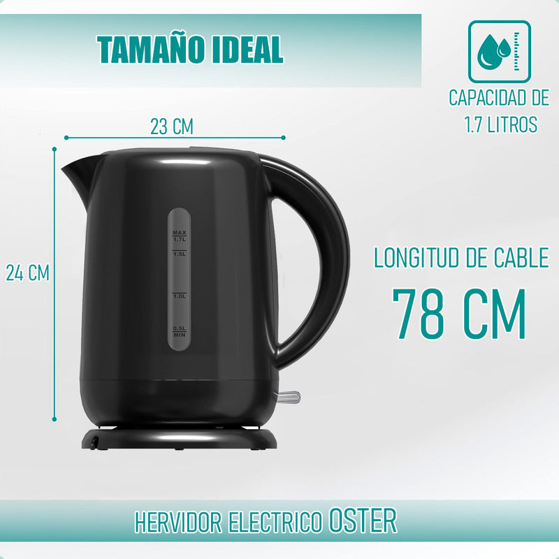 Hervidor Eléctrico Oster De 1.7 Litros Con Apagado Automático Negro