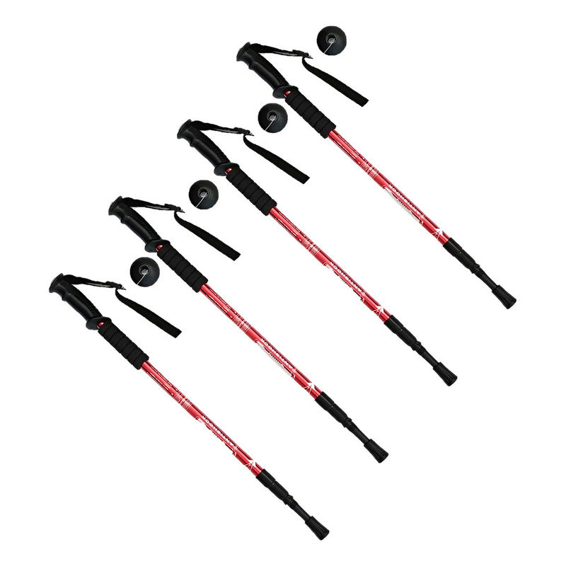 Bastones De Trekking Baston Trekking Pack 4 Baston Senderismo Baston Trekking Antishock Aluminio Plegable Okshop Baston De Trekking Acero Mango Antideslizante Ajustable Bastones Trekking Rojos Rojo