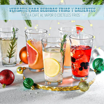 Set De 6 Vasos De Vidrio Okshop Para Jugo O Bebidas De 300 Ml