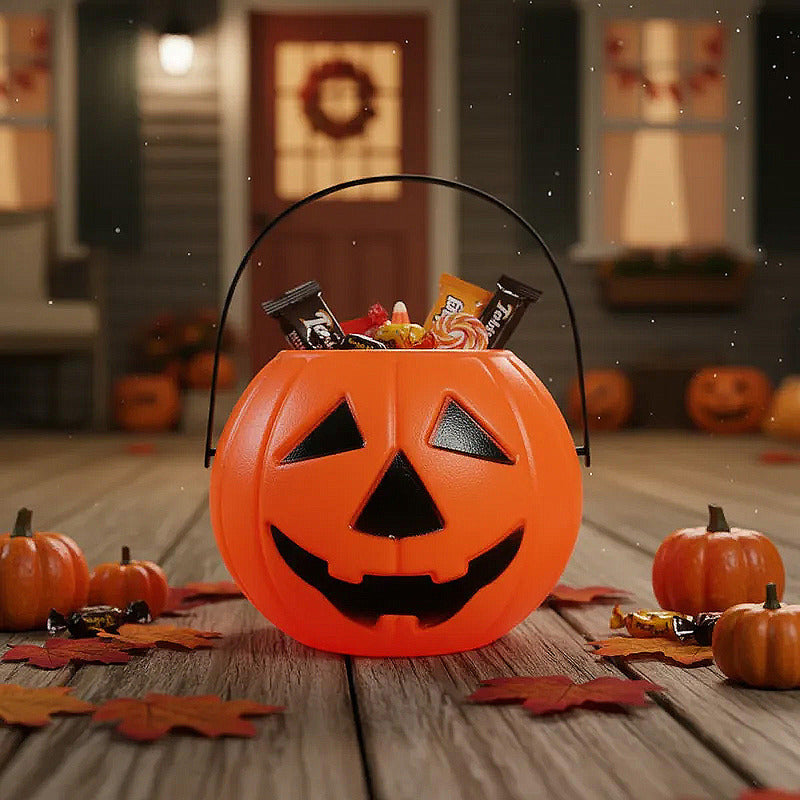 Cubo Calabaza Para Dulces Halloween Cubo Dulce O Truco Cubos Naranja