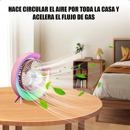 Ventilador Portátil Okshop Usb Con Luz Led, Para Escritorio Y Camping Verde