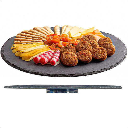 Plato Giratorio Wayu De Piedra Pizarra Negro Y 33 Cm
