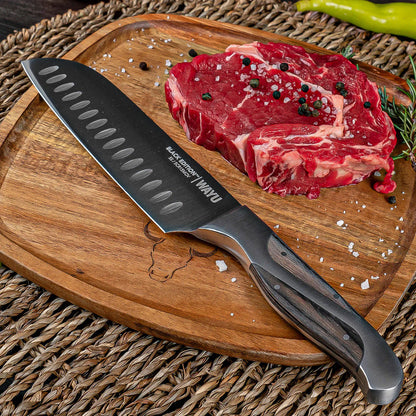 Cuchillo Santoku Black Arcashopping De Acero Inoxidable Y Mango De Acacia
