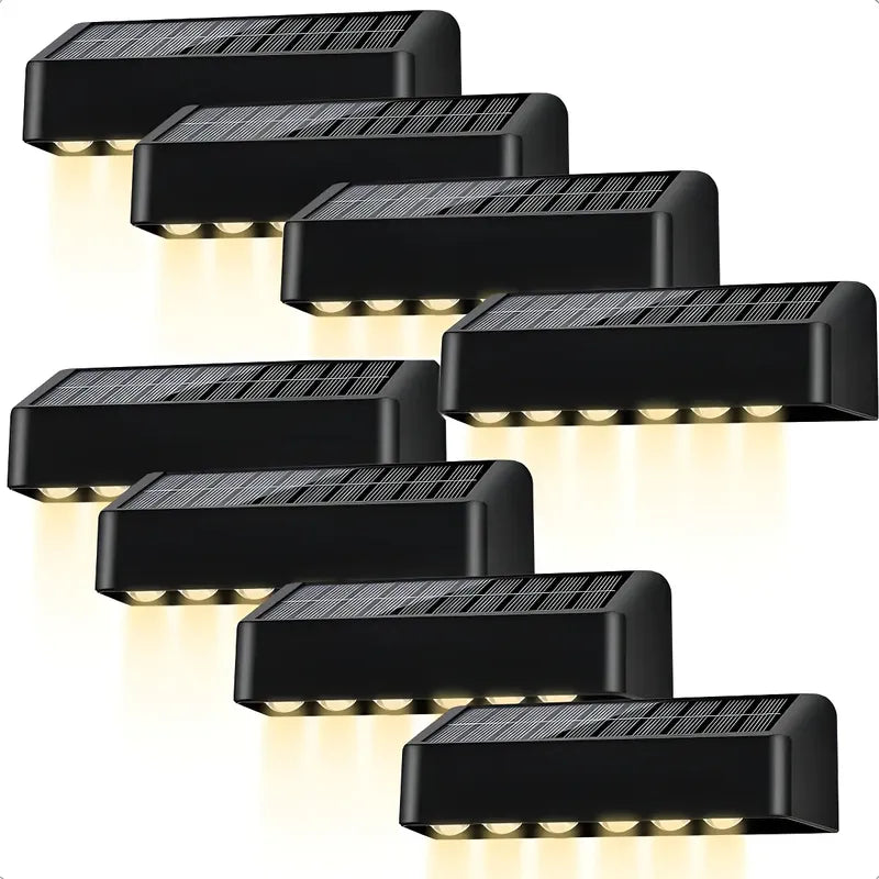 Pack 8 Aplique Solar Pared Exterior Led 10w Okshop Negro Ip54 Inalámbrico Negro/cálida