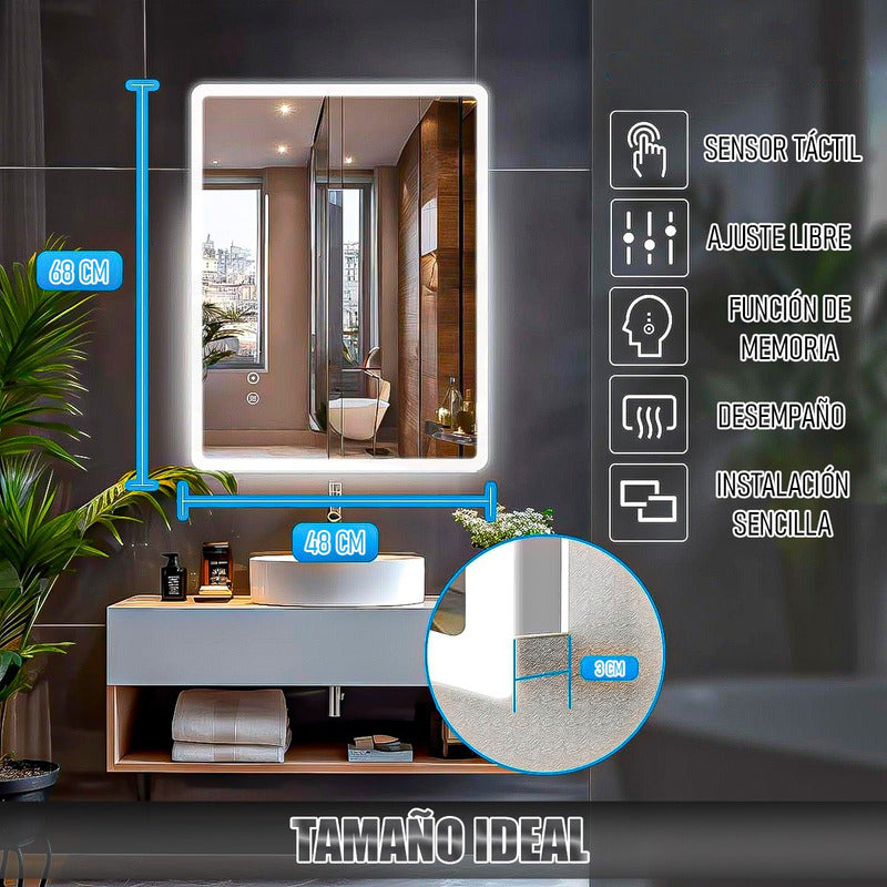 Espejo Led Espejo Rectangular Espejo De Baño Espejo Tactil Vidrio