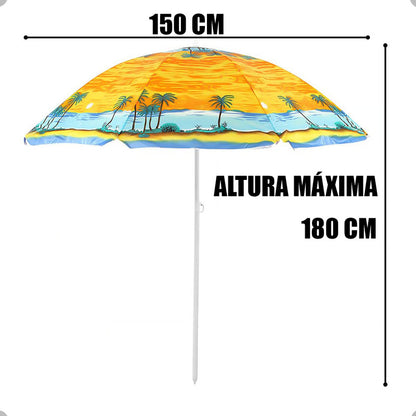 Pack X2 Quitasol Grande Sombrilla De Playa Verano 150 Cm