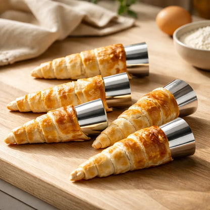 Pack 5 Molde Cannoli Metálico Molde Croissant Molde Cono Gris