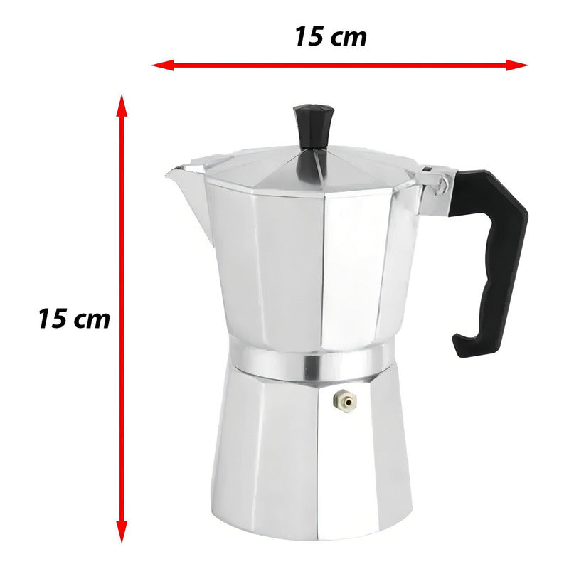 Cafetera Italiana Coffee ++ Aluminio 6 Tazas Gris Expreso Cocina