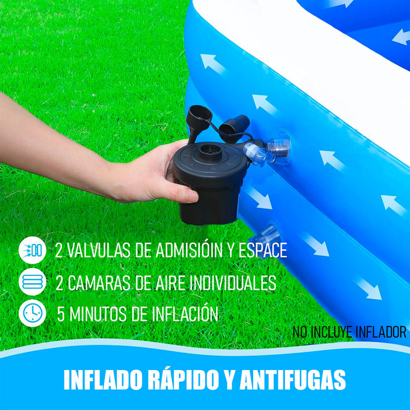 Piscina Para Niños Piscina Rectangular Familiar 260x170x50cm Azul