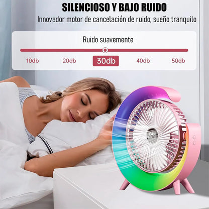 Ventilador Portátil Okshop Usb Con Luz Led, Para Escritorio Y Camping Verde