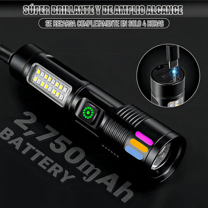 Linterna Táctica Recargable Arcashopping Potente 90000 Lm Led Camping Blanco/rojo Negro