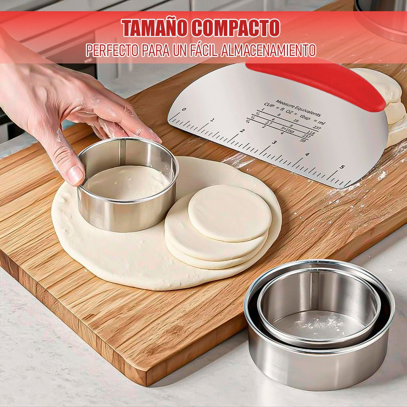 Espatula Cortador Masa Pack 2 Raspador Cortador Masa Acero Rosa