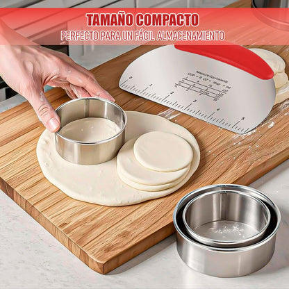 Espatula Cortador Masa Pack 2 Raspador Cortador Masa Acero Rosa
