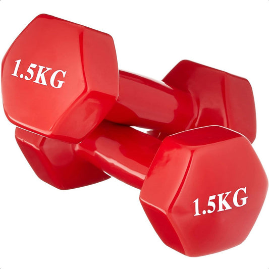 Mancuerna Hexagonal 1.5 Kg Set Mancuernas Pesa Hexagonal Rojo