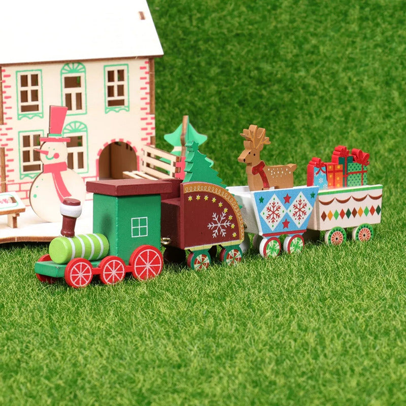 Pack X2 Tren Madera Adornos Navideños Decoración Hogar Navid