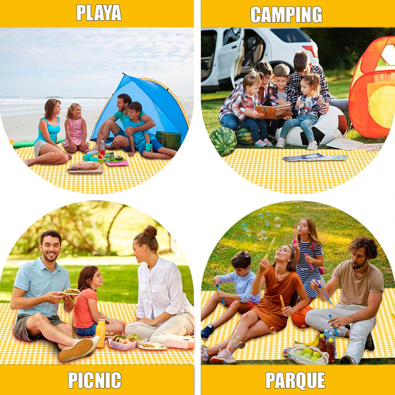 Pack X2 Manta Plegable Picnic Alfombra Camping Tapete Picnic