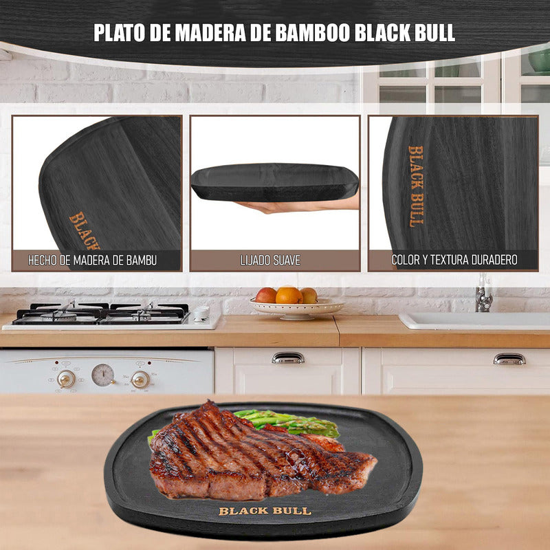 Plato Madera Bamboo Plato Negro Plato De Madera 25cm Bandeja