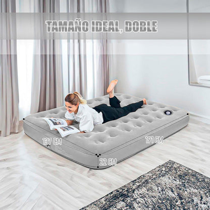 Colchón Inflable Coleman Colchon Con Inflador De Pie Doble Gris