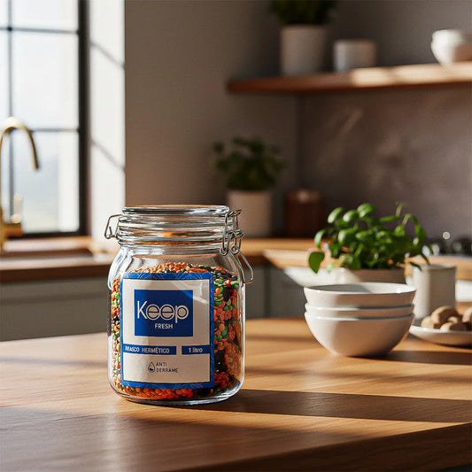 Contenedor De Alimentos Frasco Hermetico Frasco Vidrio 1 L Azul