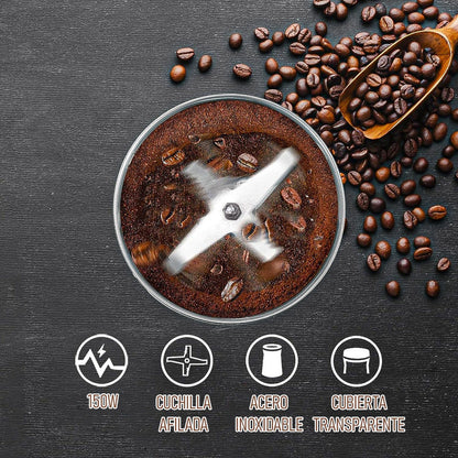 Cafetera Italiana 6 Taza + Molinillo Cafe Capuchino Expresso Gris