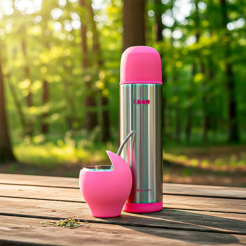 Termo 500 Ml Termo Para Mate Termo Bala Keep Mate Bombilla Rosa