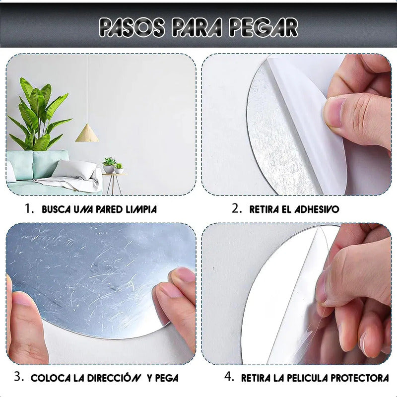Espejo Adhesivo De Vinilo Para Pared 20 X 30 Cm  Okshop
