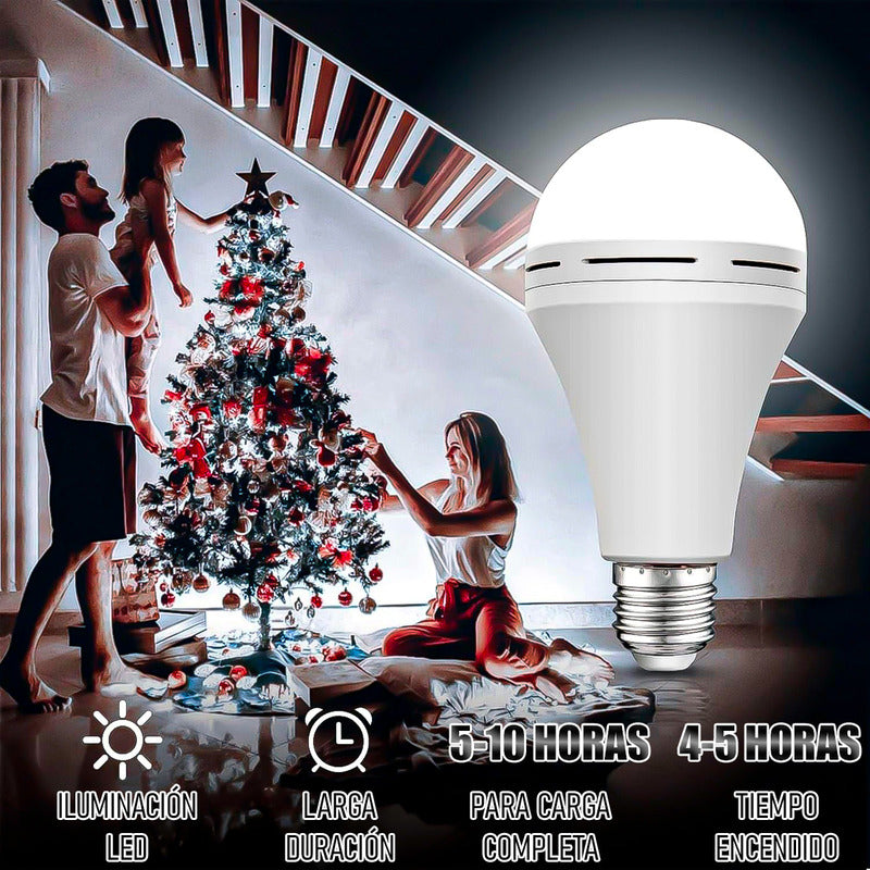 X10 Ampolleta Recargable Led 12w Ampolletas De Emergencia  Blanco Frío
