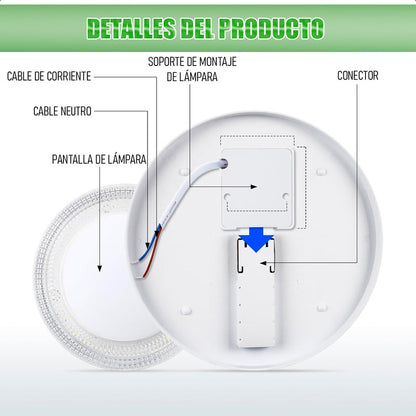 Lamparas Dormitorio Techo Foco Led 24w Pack2 Focos Led Techo Blanco