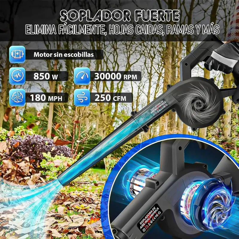 Soplador Aspirador Okshop 2 En 1 Con Batería Y 850w Negro