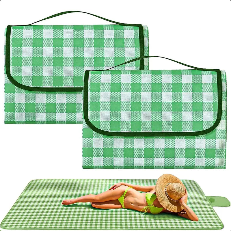 Pack 2 Manta Plegable Picnic Alfombra Manta Picnic 150x200 Verde