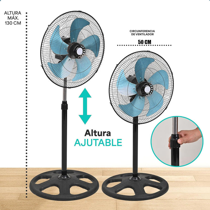 Ventiladores Metalicos Ventilador Pedestal Ventilador Indoor 50 Cm 50 Hz Negro Azul Metálica 5