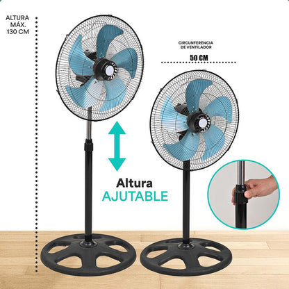 Ventiladores Metalicos Ventilador Pedestal Ventilador Indoor 50 Cm 50 Hz Negro Azul Metálica 5