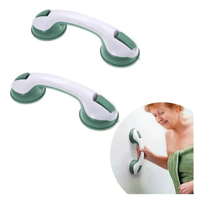 Pack De 2 Agarraderas De Seguridad Okshop Para Ducha Y Baño Antideslizantes Con Ventosa Blanco/gris