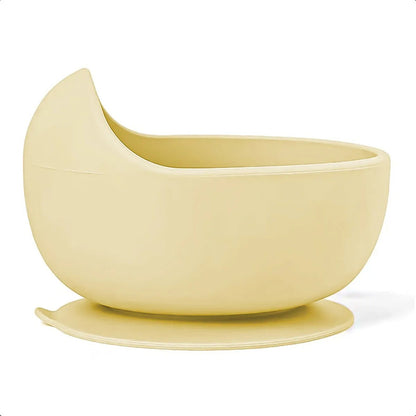 Plato Bowl De Silicona Para Bebé, Antideslizante Y Libre De Bpa Beige Lisa